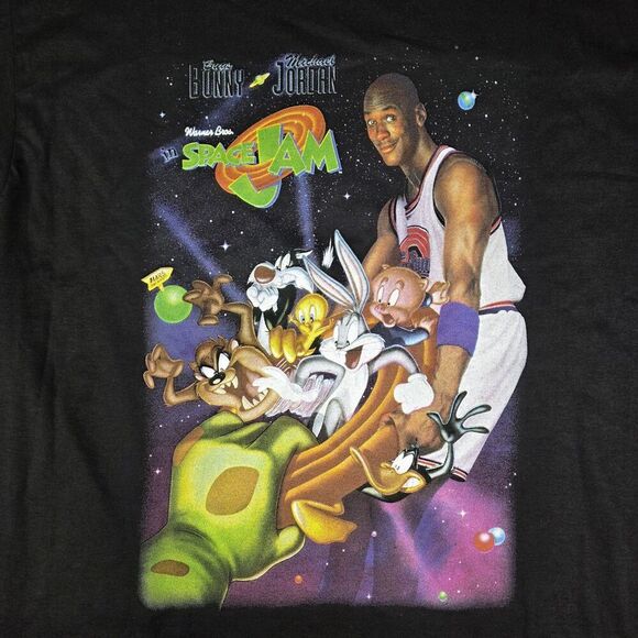 Vintage Warner‎ Space Jam Promo Shirt Michael Jordan Bugs w/ Hat Large Deadstock - Picture 6 of 16
